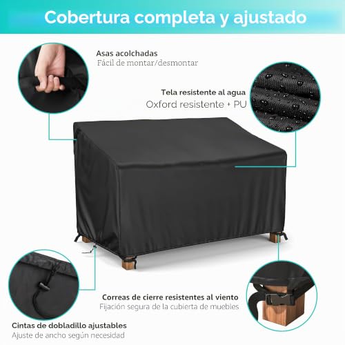 Funda para banco de jardín exterior para proteger tu sofá de 2 plazas en el patio 4