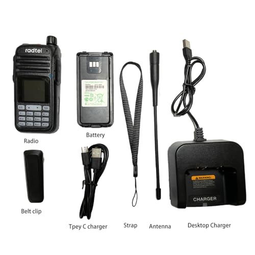 radtel RT-420 6 Bands Ham Two Way Radio 256CH Air Band Walkie Talkie NOAA VOX USB SOS LCD Color Police Scanner Aviation (Black) - Thumbnail 5