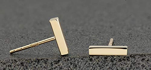 Minimalist 14k Gold Polished Stud Bar Line Stick Earrings, (8.5mm X 2mm)4