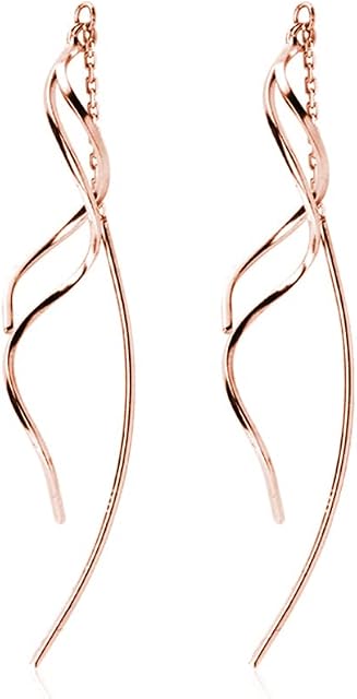 SLUYNZ 925 Sterling Silver Drop Dangle Earrings Tassel for Women Girls Elegant Helix Threader Wave Earrings