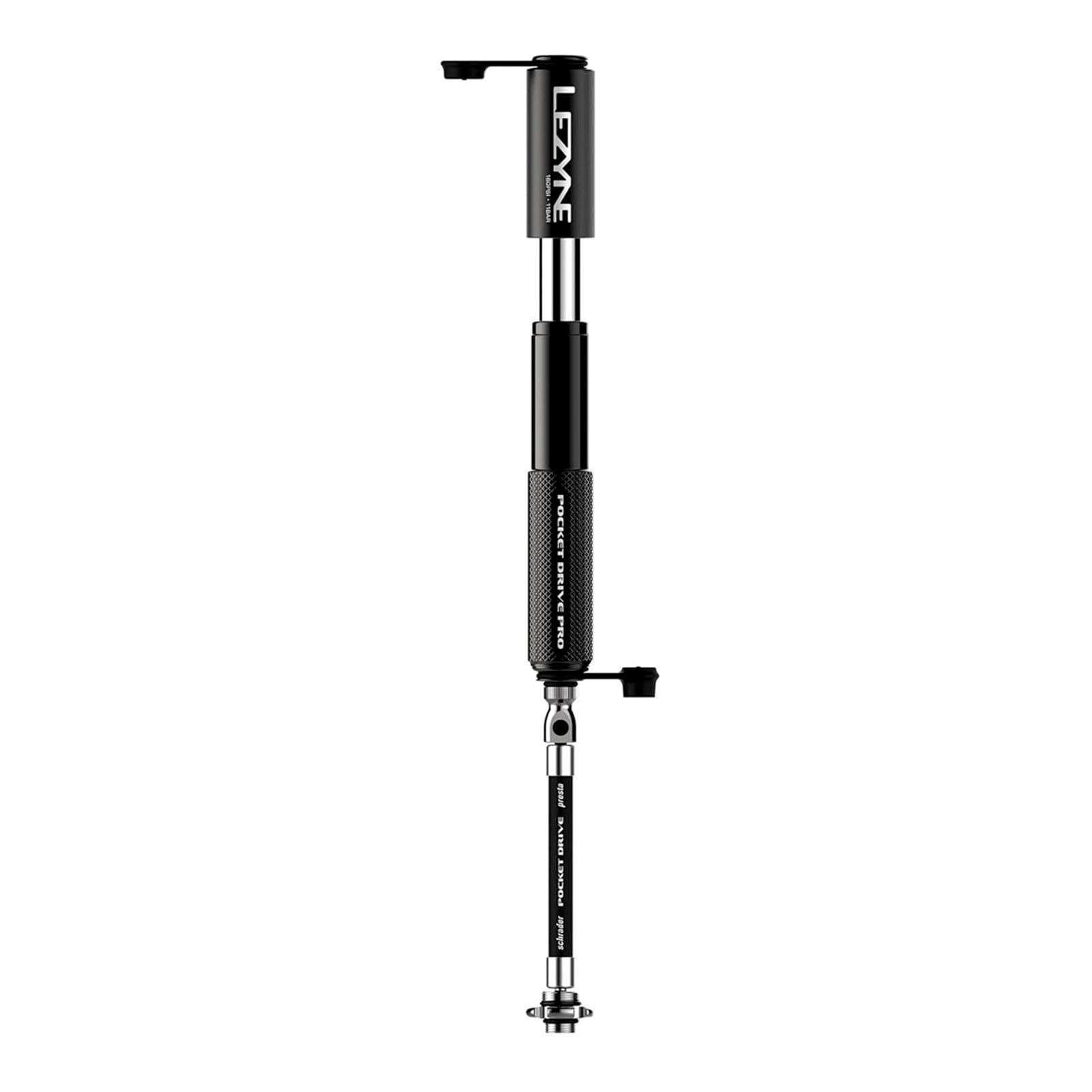 LEZYNE Pocket Drive Pro Mini pompe à main pour vélo, haute pression 160 psi, Presta et Schrader avec outil de noyau de valve, support en alliage, poignée texturée, pompe à pneu de vélo facile à