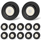 cloksh LED Einbaustrahler 230V Flach Dimmbar LED Spots 6W IP44 Bad Einbauleuchten Schwarz Deckenspots Deckenstrahler,Warmweiß 3000K Schwenkbar Einbauspots für Badezimmer Küche Wohnzimmer,12er Set