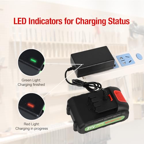 Image of 21v III Battery, 2.0 Ah Battery with Electric Quantity Display and Charger Cord Compatible for Mini Chainsaw