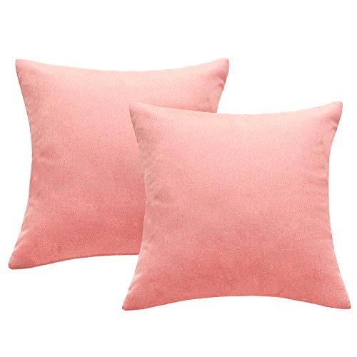 4TH Emotion Outdoor Waterproof Throw Pillow Covers Garden Cushion Case for Patio Couch Sofa Polyester Home Decoration Pack of 2, 18 X 18 Inches Pink