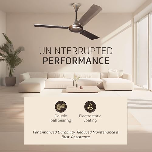 Image of V Guard Gatimaan Pro Bz Ultra High-Speed Ceiling Fan for Home |BEE 1 Star Rating | 370 RPM | Aerodynamically Designed Blades | 1.2M Sweep | Pearl Brown