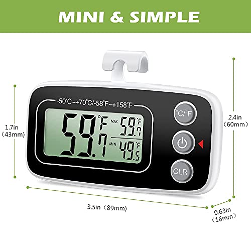 Keekit Refrigerator Thermometer, 2 Pack Digital Freezer Thermometer, Upgraded Fridge Thermometer With Large Lcd Display, Max/Min Record Function For Kitchen, Home, Restaurants - Black #TOP6