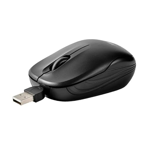 Genérico Ratón con Cable,Ratón USB retráctil para portátil/Ordenador/PC,Ratón óptico básico 1000 dpi Ratón de Viaje Compacto con Cable Plug and Play para Juegos