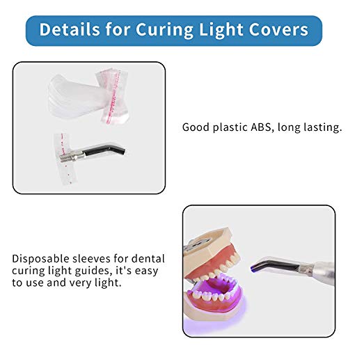 Einweg-LED-Lichtleitungshülsen, 200 Stück, Implantat-Schutzabdeckungen für Aushärtungsspitzen – Kunststoff-Optik und transparente Folie