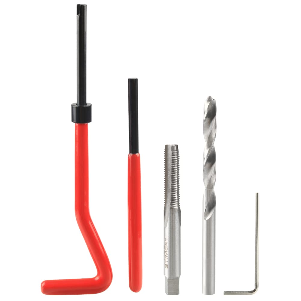 Treki Juego de Reparación de Roscas 30 Piezas M6 Thread Repair Kit Herramientas de Mano HSS Drill Helicoil Kit de Inserción de Reparación de Roscas para Reparación Automóvil