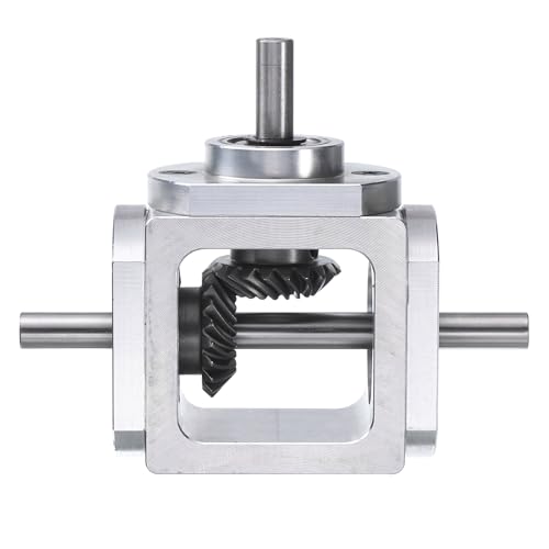 QUARKZMAN Getriebe 90 Grad Rechtwinkliges Kegelgetriebe 1:1 Vorwärts Doppelte Ausgangswelle 1 Modul 20 Zähne Kegelrad Aluminiumrahmen Einfaches Mechanisches DIY Modul Mit 6mm Welle