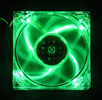 5 Stars Computer 80mm, 8cm Quad-4 Green LED Computer Desktop PC Case Clear Cooling Fan, 3 and 4 pin Connector with Screws, Quiet and Silent