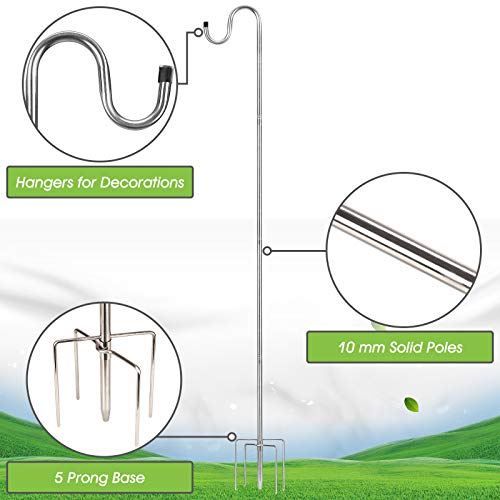 TALITARE Bird Feeder Pole,78 inch Shepherds Hook Heavy Duty 5 Prong Metal Hanger Hook Garden Plant Hooks for Hanging Solar Lights, Hanging Outdoor Plants,Lanterns, Bird Feeders,Planter Hanger(1 Pack)