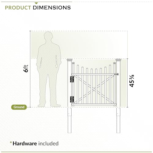 3.8ft H x 4.1ft W (1 Gate) Zippity Manchester Gate Kit, White Vinyl Picket Fence Gate Kit for Manchester Fence Panels, Gate for Backyard, Patio, Outdoor, & Garden Fence, ZP19019 - Thumbnail 7