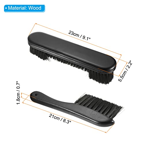 PATIKIL Billiard Pool Table Rail Brush Set, 2-in-1 Pool Table Cleaning Brush Kit Wooden Handle Nylon Bristles for Billiards Table, Black - Image 2