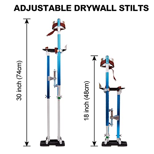 Painting Drywall Stilts,Adjustable Aluminum Tool Stilt For Plastering,18" - 30" Sheetrock Stilts,Professional Drywall Stilts, Blue #TOP3