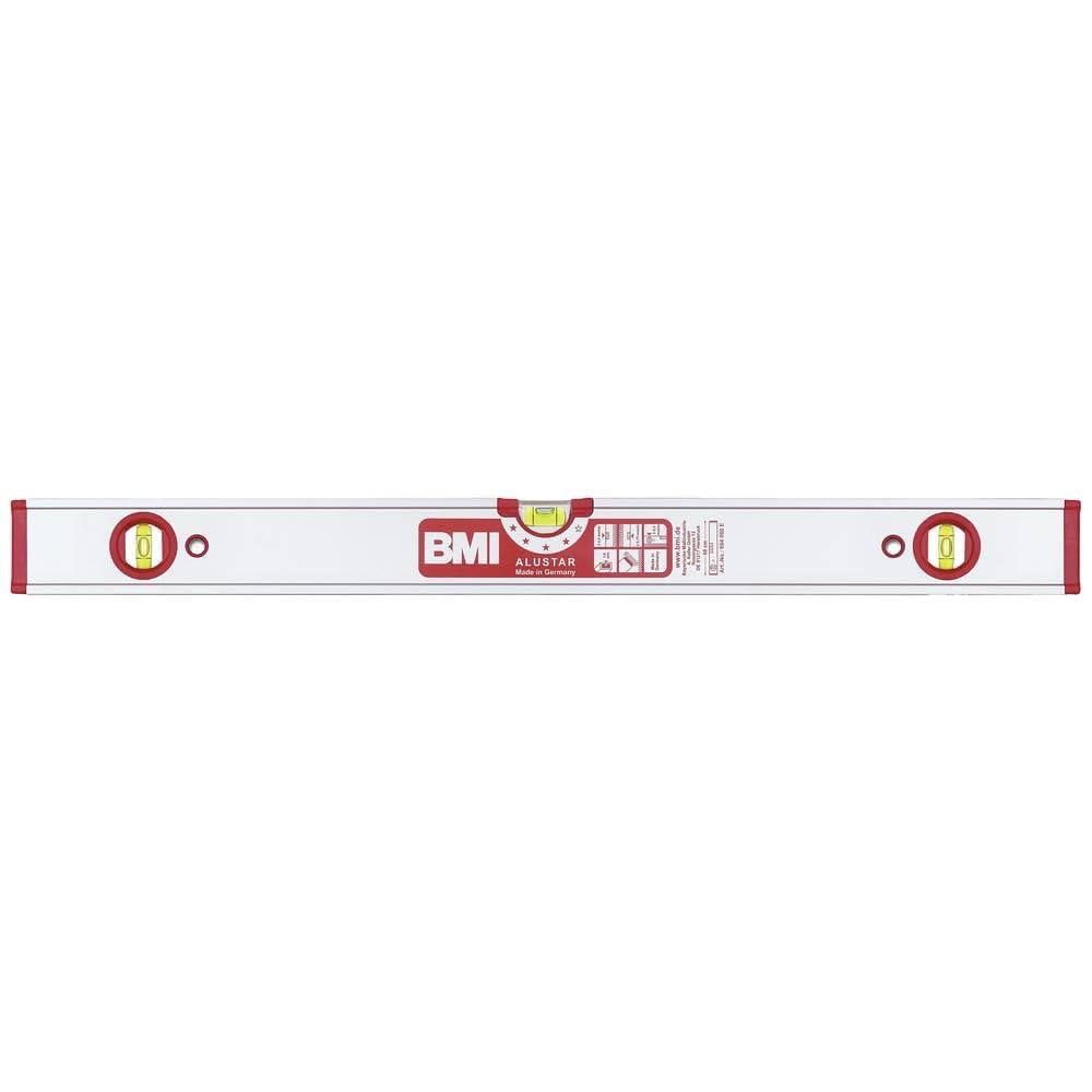 BMI 694180EMS - Livella a bolla con profilo in alluminio con magnete + 2 V (lunghezza 180 cm, con lente d'ingrandimento, alta precisione di misurazione 0,5 mm/m, con tappi in gomma