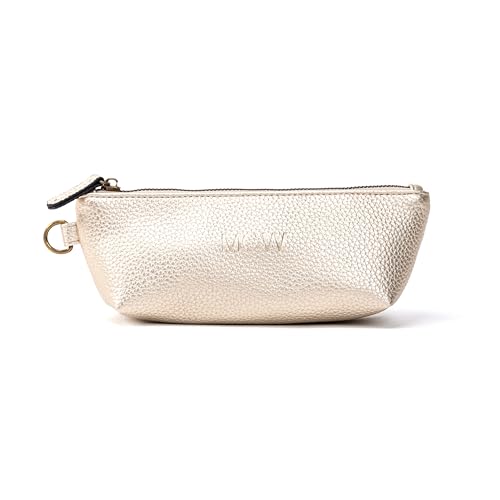 Personalized Vegan Leather Pencil Cosmetic Bag,Embossed Name Makeup Bag