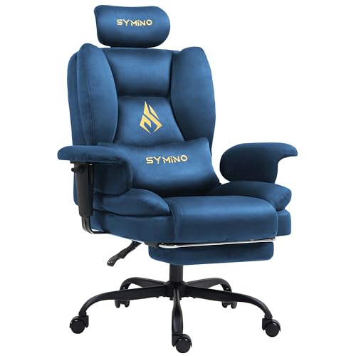 Symino Gaming Stuhl Chefsessel Bürostuhl Ergonomisch, Wildlederimitat Sofa-ähnliches Schreibtischstuhl mit Fußstütze Höhenverstellbarer Office Chair Computerstuhl 130kg, Blau Symino Gaming Stuhl Chefsessel Bürostuhl Ergonomisch, Wildlederimitat Sofa-ähnliches Schreibtischstuhl mit Fußstütze Höhenverstellbarer Office Chair Computerstuhl 130kg, Blau