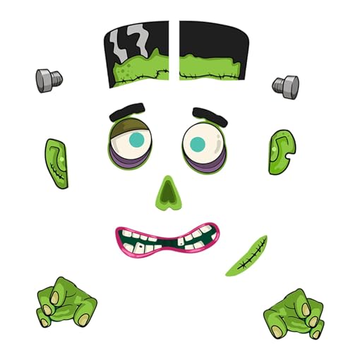 Juego de decoraciones de coche de Halloween, kit de decoraciones de coche para maletero o golosinas, Horror Eyes Spider Sticker Baúl o Kits de golosinas, Pegatinas de coche de Halloween Impermeabl