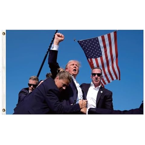 AUKUTOCO Donald Trump 2024 Election Shot Survived Fight Fist Flag PA Rally Ear Bullet-Proof Banner Vote 3X5 Feet Cover