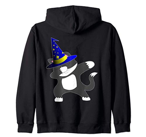 Halloween Dabbing Wizard Black Kitty Cat Witch Hat Gift Zip Hoodie Halloween Dabbing Wizard Black Kitty Cat Witch Hat Gift Zip Hoodie