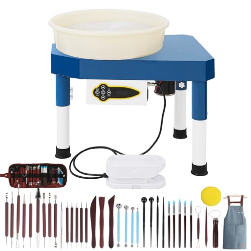 450W 14 Electric Pottery Wheel with LCD Panel Adjustable Speed Foot Pedal Detachable Basin Heighten Desk Legs Clay Toolfor Kids Adults Beginners Home DIY & Professional Pottery Making