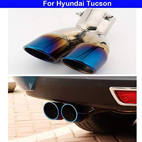 1pcs Blue Stainless Steel Exhaust Tail Rear Muffler Tip Tailpipe Trim for Hyundai Tucson 2010 2011 2012 2013 2014 2015 2016 2017 2018 2019 2020