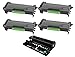 SuppliesMAX Compatible Replacement for Brother DCP-L5500/DCP-L6600/HL-L5100/HL-L5200/HL-L6300/MFC-L5700/MFC-L6800/MFC-L6950 Drum/Toner Value Combo Pack (1-Drum Unit/4-Toners) (DR-850_1PK/TN-850_4PK)