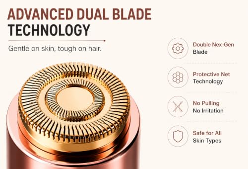 Image of MEDITIVE 2 in 1 Women Facial Hair Remover & Eyebrow Trimmer | Painless Facial Trimmer for Women | Built-in Ring Light | Type-C USB Rechargeable | Compact, Stylish And Easy to Use
