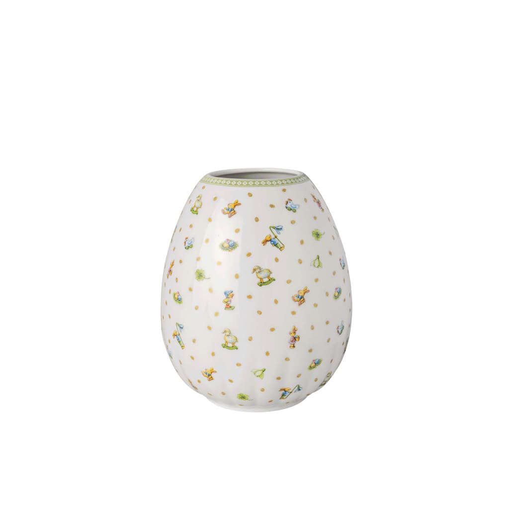 Villeroy & Boch – Easter Delight jarrón, Porcelana Premium, Forma Ovalada de Huevo, Motivos nostálgicos de Pascua, Detalles Dorados, jarrón Decorativo primaveral para Flores y arreglos Florales