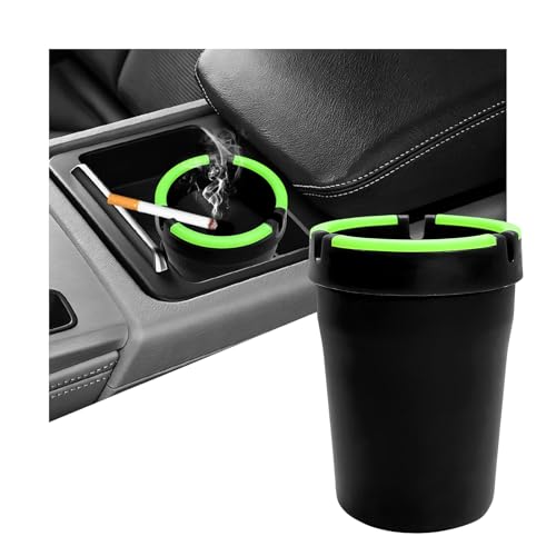 Gdnecad Smokeless Ashtray, Smell Proof Glow in The Dark Car Cigarette Ash Tray Cup Holder with Lid, Portable Smoking Butt Bucket Multifunctional Trash Can for Cars Trucks SUVs (Black)