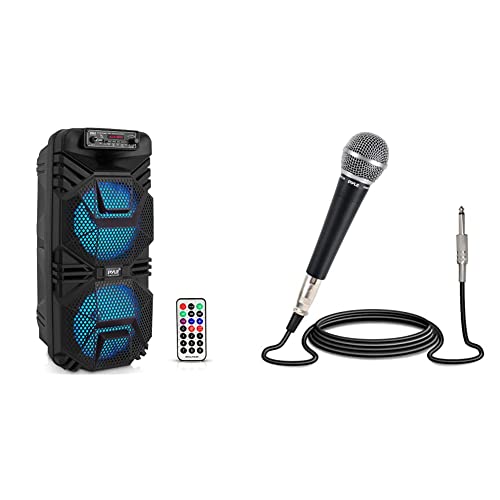 Portable Bluetooth PA Speaker System & Pyle-Pro Includes 15ft XLR Cable to 1/4'' Audio Connection, Connector, Black, 10.10in. x 5.00in. x 3.30in. (PDMIC58)
