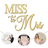 Miss to Mrs Wood Sign - Glittering Gold- Laser Cut Wedding Decor | Elegant Bridal Shower & Engagement Party Decoration | Bride-to-Be Celebrations