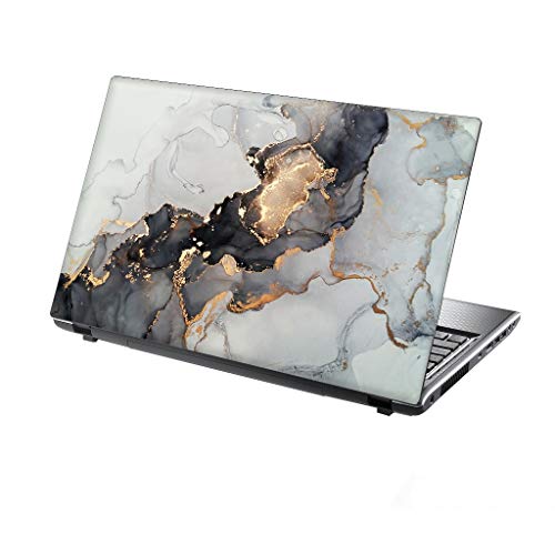 TaylorHe Autocollant en vinyle pour ordinateur portable 13-14 Fabriqué en Angleterre Belle peinture abstraite Gris doré