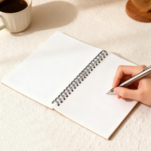 Cahier de notes vierge A5 de qualité supérieure avec couverture kraft rigide et reliure double