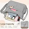 BTNEEU Umhängetasche Damen Groß Nylon Crossbody Bag Wasserdicht Gross Handtasche mit Vielen Fächern Leicht Schultertasche Mittelgroß Verstellbarer Messenger Bag für Einkaufen Reisen Schule (Grau-weiß) #3