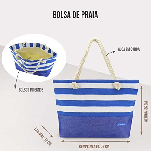 Bolsa de Praia Piscina Ombro Alca Sacola Feminina Blogueiras Cor:Azul 2