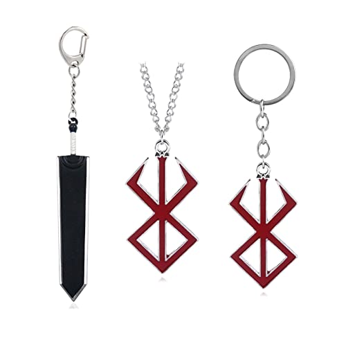 Mullike Behelit Necklace Keychain Haou no tamago Necklace Brand Of Sacrifice Rune Behelit Guts Sword Keychain for Men