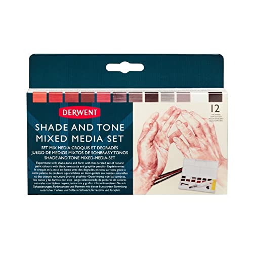 Derwent Shade & Tone - Juego de 16 soportes mixtos, colores naturales de pintura con tinta, grafitint, lápices y carbón teñido, calidad profesional (2305903), talla única