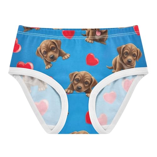 Artistic Girls Underwear Toddler 2t Cotton Cute Panties Girl Brown Puppies Dogs Hearts Blue Underpants Briefs