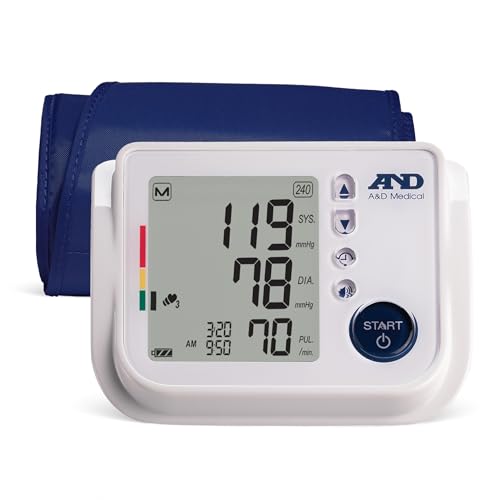 A&D Medical Talking Blood Pressure Machine UA-1030T with Medium Blood Pressure Cuff (23-37 cm / 9.0-14.6” Range) TriCheck Mode & Body Movement Sensor