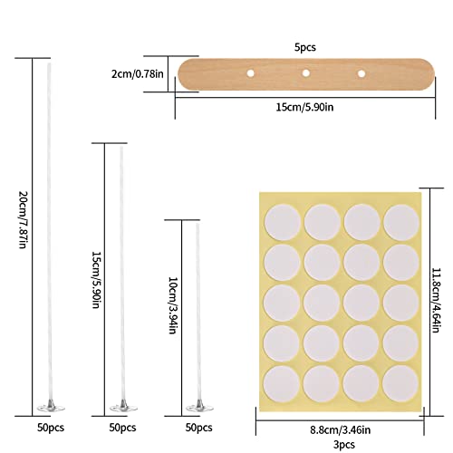 150 PcsCandle Wicks for Candle Making DIY, 4\" 6\" 8\" Cotton Long Wicks for Candlemaking, with 5 WoodCandle Wick Holders for Candle Making Wick & 3 Sheets Stickers, for DIY Candles Crafts