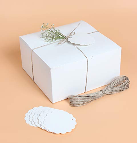 🔥 MUDRIT Gift Boxes 10 Pack 8x8x4 Inches, Thick White Paper Boxes with Lids, Tags & Jute Rope for Gifts, Wedding Favours, Bridesmaid Proposals, Cupcakes, Crafting 🔥 MUDRIT Gift Boxes 10 Pack 8x8x4 Inches, Thick White Paper Boxes with Lids, Tags & Jute Rope for Gifts, Wedding Favours, Bridesmaid Proposals, Cupcakes, Crafting