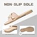 FITORY Women's Flat Sandals Fashion Square Open Toe Slides With Metal Chain Slippers for Summer Size 8 Beige