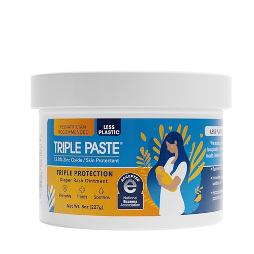 Image of Triple Paste Diaper Rash Cream for Baby - 8 Oz Tub – Zinc Oxide Ointment Treats, Soothes & Prevents Diaper Rash, Pediatrician-Recommended Hypoallergenic Formula, Baby Essentials for Daily & Overnight