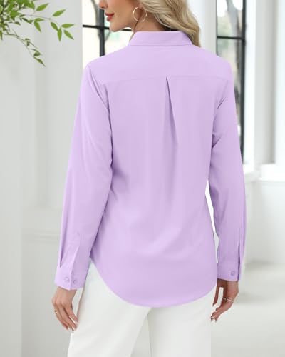 Image of J.VER Button Down Shirts for Women Stretch Collared Long Sleeve Dress Shirt | Business Casual, for Work Office, Meetings, Dinner, Dates, Travel, Leisure, Elegant, Workout, Social Gathering, Commute