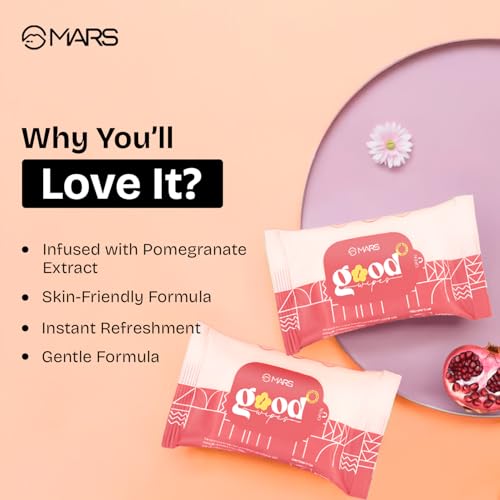 Image of MARS Good pH Balance Refreshing Wipes (10 Wipes) | Pomegranate Tea Extract | Hydrated & Glowing Skin On-The-Go | Removes Light Makeup | Skin Friendly