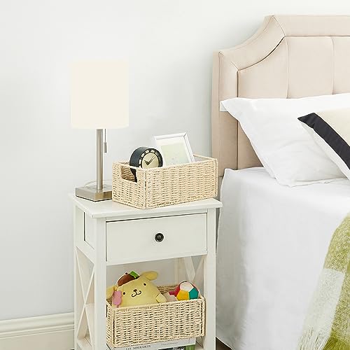 Vagusicc Wicker Storage Basket, Set of 2 Hand-Woven Paper Rope Wicker Basket, Small Storage Baskets for Organizing Toilet Paper Basket, Foldable Large Cube Storage Organizer Bins for Shelves (Beige) by Vagusicc - Used condition - Image 3