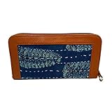 Tamaño: 21 x 10 cm. India Meets India Black Cloth Clutch Wallet Multi-compartments for Women 8.5x4 Inch  Handicraft by Women Self Help Groups of Rajasthan