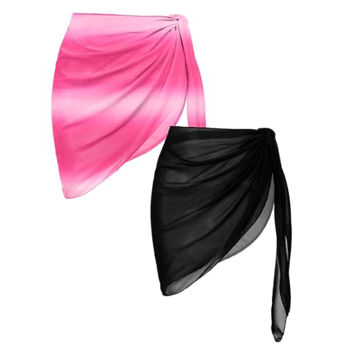 Image of Ekouaer 2 Pieces Women Beach Sarongs Sheer Cover Ups Chiffon Bikini Wrap Skirt for Swimwear S-XXL
